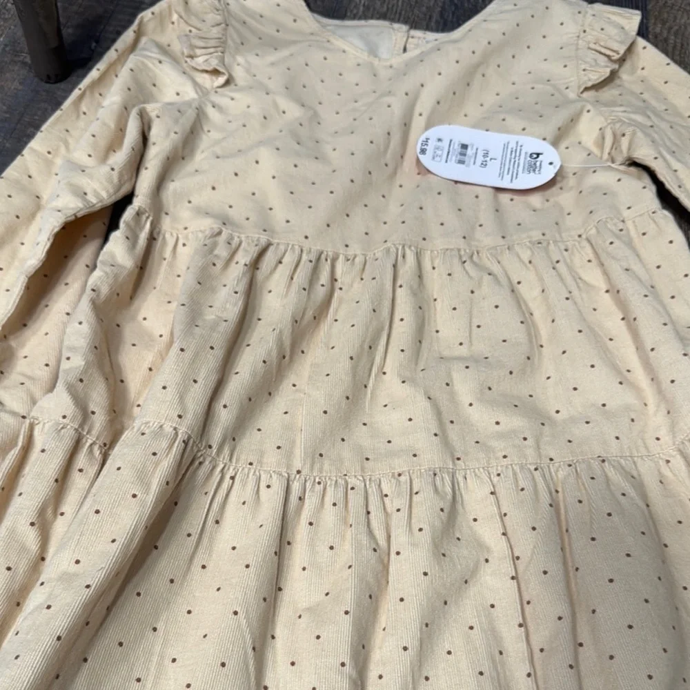Wonder nation Kids Cream cord raffle Polka Dot Dress